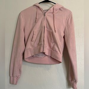Brandy Melville, pink cropped zip up hoodie